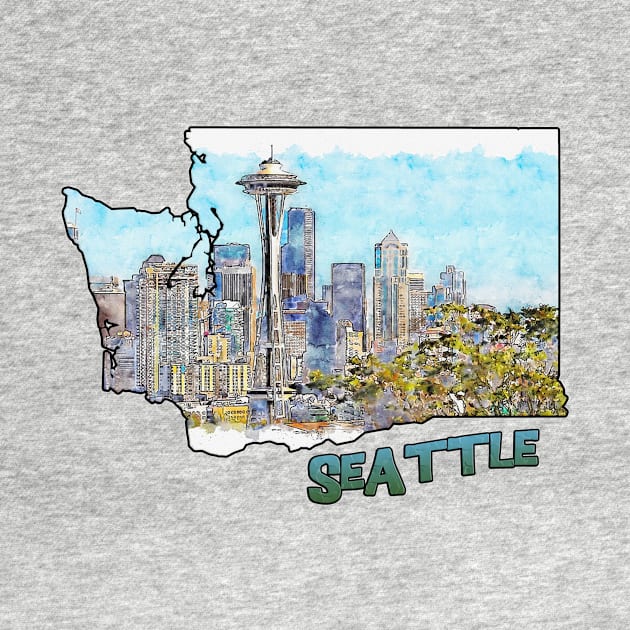 Washington State Outine (Seattle Drawing) by gorff